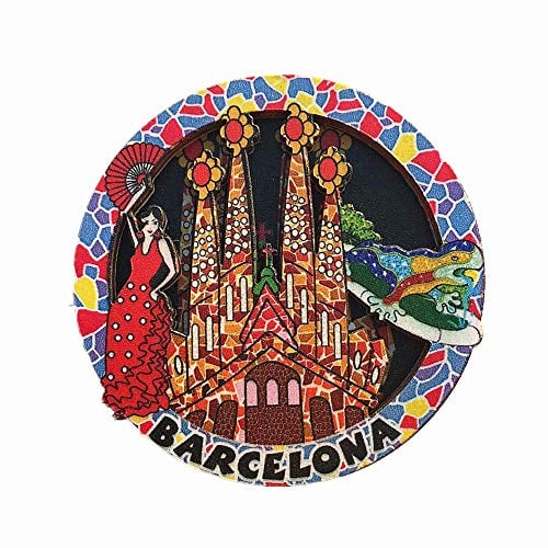 Barcelona Spain Wood Fridge Magnet Travel Souvenir Gift Collection Home Kitchen Decoration Magnetic Sticker, Barcelona Spain Refrigerator Magnet