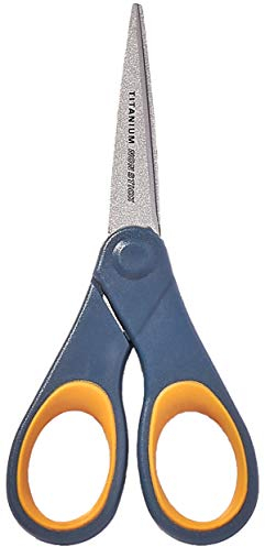 Acme Westcott E-30650 00 Schere Titanium Non Stick - abgerundet gerade symmetrisch - 13 cm - Grau Gelb - Softgrip Griff - 5er Pack