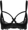 TiaoBug Women See Through Sheer Lace Bra Nipple Open Bralette Half Cups Underwired Bra Tops Black XL