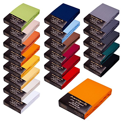 Avantgarde Premium Spannbettlaken 90x200-100x220 - hoher 40cm Steg auch f. Boxspringbett & Wasserbett - Spannbetttuch ca.170g/m² - Bettlaken - 100% Jersey Baumwolle ÖKO-TEX (05 Orange)