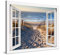 PICANOVA – Bild auf Leinwand Weg zum Meer Fenster 100x75cm – Leinwandbild – Premium Leinwanddruck – Wandbild Kunstdruck Auf 2cm Holz-Keilrahmen Wohnzimmer Wanddekoration – Strand
