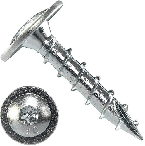 50 Pfostenschrauben 8x40mm - galvanisch verzinkt - Tellerkopf - TX40