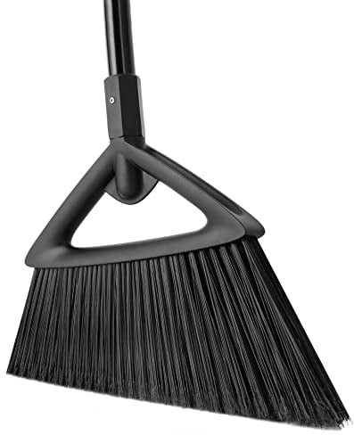 Eyliden Heavy Duty Broom, Commercial Angle Broom with Long Handle, Rough Surface Outdoor Broom for Garages Courtyard Sidewalks Decks, Perfect for Indoor Kitchen Office Lobby Sweeping