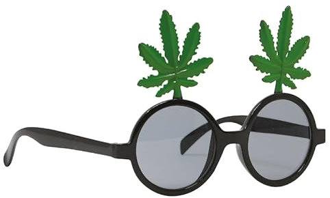 FIESTAS GUIRCA Schwarze Brille mit Marihuana-Blättern