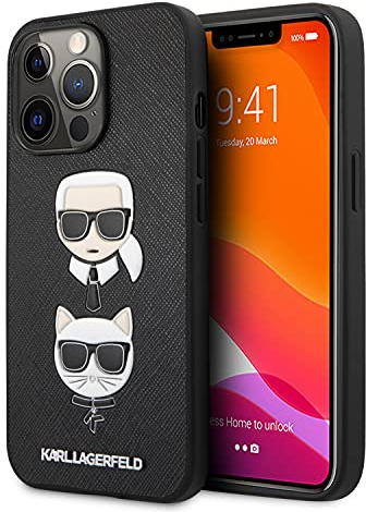 KARL LAGERFELD Apple iPhone 13 PRO Karl And Cat Head Hard Case Cover Custodia a Tasca Nero