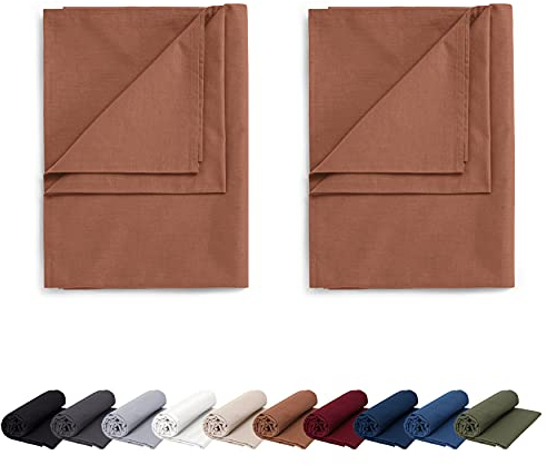 EllaTex Doppelpack Renforce Bettlaken Haustuch aus 100% Baumwolle ohne Gummizug, Farbe: Bronze, Größe: 2er Pack 220 x 240 cm