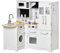 HOMCOM Cocina de Juguete de Madera Infantil de +3 Años Sonidos 14 Accesorios Teléfono Fregadero Extraíble Microondas Grifo 82x65x87 cm Blanco