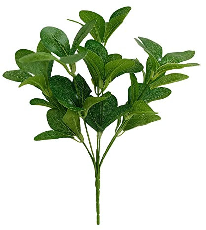 NZXVSE Künstliche Rhododendron-Blätter, Stängel, 32 cm, Kunstsilber, Rhododendron-Blätter, Zweige für Vasen, Zuhause, Hochzeit, Party, 6 Stück