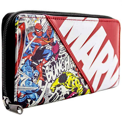AVENGERS Avenger Comic-Stil Superhelden Charaktere Portemonnaie Clutch Münzfach & Kartenhalter, Rot