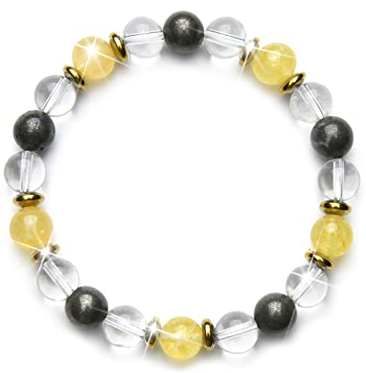 Fukugems Clear Quartz Citrine Pyrite Glück Feng Shui Armband für Heilung und Reichtum, Kristall Armband für Männer Frauen Wohlstand Ziele Manifestation