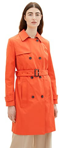 TOM TAILOR Damen 1035329 Basic Trenchcoat mit Gürtel, 15612 - Fever Red, S
