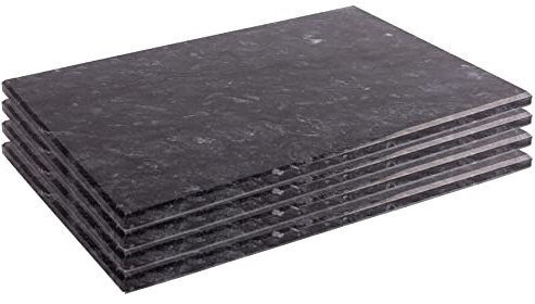 Argon Tableware Marble Placemats - 30cm x 20cm - Black - Pack of 4 - Rectangle Placemats Dining Mat Table Mat Plate Serving Trays for Appetizers, Lunch, Mains, Parties, Food Presentation