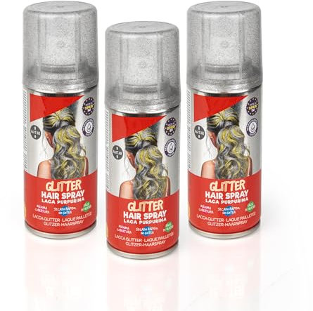 Pack 3 Laca de Pelo Color Purpurina Multicolor 100ml - Spray Colores para Cabello Rápida coloración, Lavable