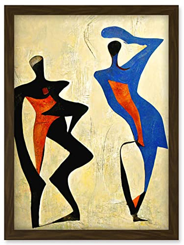 Doppelganger33 LTD Two Figures Dancing Modern Abstract Painting Artwork Framed Wall Art Print A4