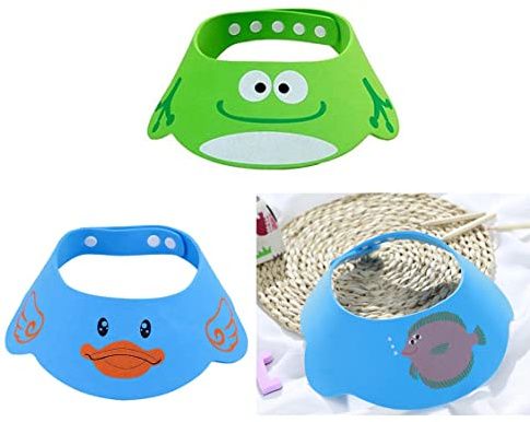 Duschhaube Baby,3 PCS Einstellbare Baby Duschhaube Kinder Wasserdichter Schutz Badekappen Duschvisier Weiche für Kleinkind Babypflege