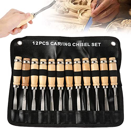 OITTo Wood Carving Knife Set with Canvas Case, Hand Carving Tool Set Carbon Steel Wood Carving Tools Knife Kit for Beginners,Hobbyists and Professionals