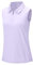 Rdruko Womens Sleeveless Polo Shirt Breathable 1/4 Zip Running Sports Gym Top Summer Quick Dry Casual Golf Tennis Work T Shirts Light Purple XL