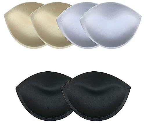 USTNIR Set 3 Paia di Imbottiture Rimovibili per Reggiseno in Tessuto Non Tessuto - Toppe per Il Seno Morbide e Protettive, Ideali per Reggiseno e Sport (Nero, Bianco, Beige)