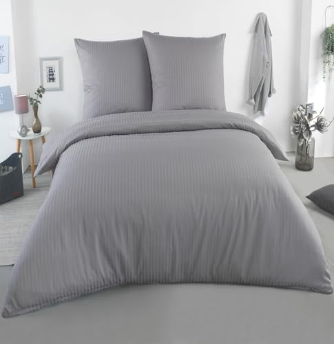 MALIKA® Damast Hotelbettwäsche | Satin Bettwäsche 200x200 mit 2X 80x80 Kissenbezug | Bettwäsche mit Baumwolle für EIN besonders wohliges Hautgefühl