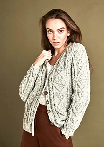 Wendy Aran Knitting Pattern for Ladies Cable Knit V Neck Cardigan (6166)