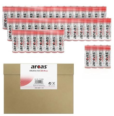 Sparpack 32+4free Arcas Alkaline LR06 Mignon AA 1,5V