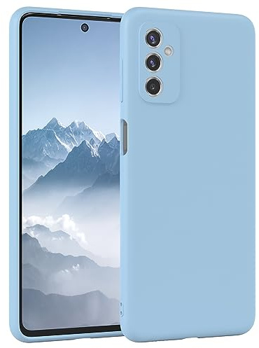 EAZY CASE - Silikonhülle für Samsung Galaxy M52 5G Hülle Silikon Case Blau weich stoßfeste Handyhülle Galaxy M52 5G Schutzhülle mit Kameraschutz Dünn Premium Schutz Cover TPU Phone Bumper in Hellblau