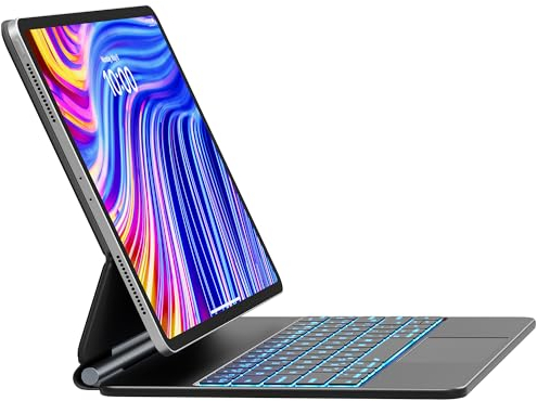 Earto Teclado iPad Air 13 (M2 /M3), Teclado iPad Pro 12.9 (6.ª/5.ª/ 4.ª/3.ª Gen), Magic Keyboard para iPad Pro 12.9, 7 Colores Retroiluminada, Magnético Flotante Diseño con Trackpad, Español Ñ, Negro