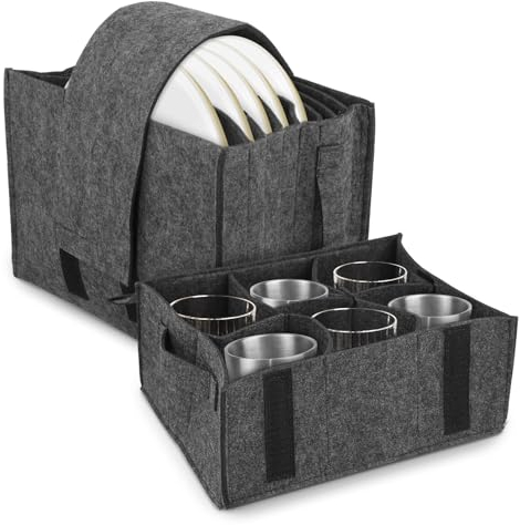 Lot de 2 porte-assiettes en feutre pour camping-car, porte-gobelets, organiseur de verre, sac de rangement pour 8 compartiments, accessoires pour camping-car, camping-car, gadget, cuisine, armoires de
