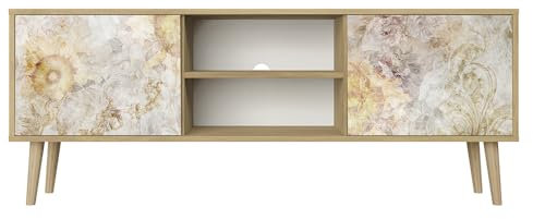 HEALANCY Mobile TV Mobile Porta Televisore a 2 ante Tavolo da Soggiorno TV Soggiorno Armadio Moderno per TV Porta TV con mobili contenitori Mensola TV Design moderno