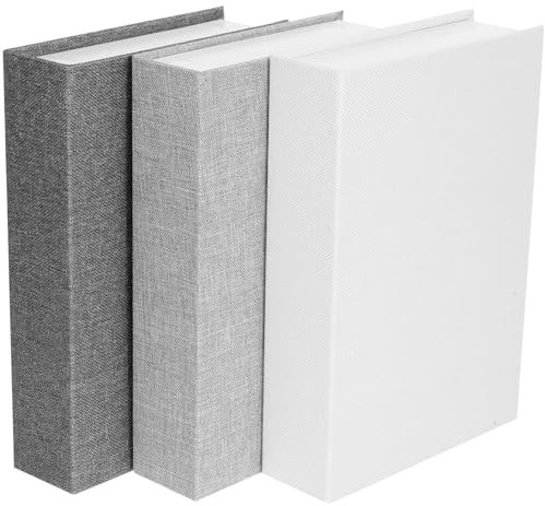 3Pcs Faux Book Decorative Storage Boxes - Linen Fabric Book Style Props for Home Office Decor and Organization