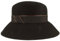 Breiter Damen Wollfilz-Glocke Hut Filzhut 100% Wolle Wollhut Band mit Kunstleder-Paspel - One Size Schwarz