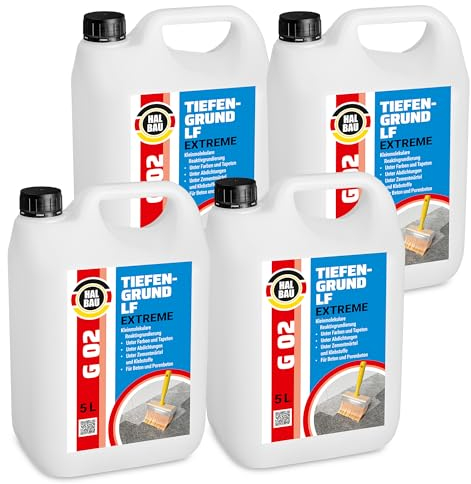 HALBAU Tiefengrund 20 L mit Kaliwasserglas, Silikatgrundierung für Innen, Aussen, Voranstrich für Beton, Farben, Tapeten G02
