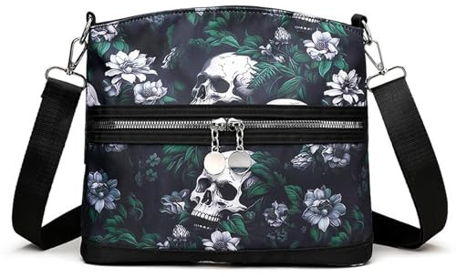 MEOKIM Damen Totenkopf Umhängetasche, Gothic Totenkopf Geldbörse Y2k Rucksack Street Hippie Rucksack