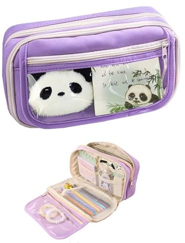 QZLSAYSL Astuccio 3 Scomparti Bambino,Astuccio Grande,Astuccio Bambino,Astuccio 3 Scomparti,Astuccio Monocromo,Scuola,Astuccio Portapenne(colore viola)