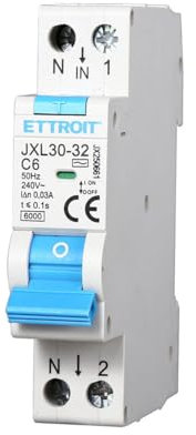 ZOREI Interruttore Magnetotermico Differenziale, 1P+N 220V Da 1 Modulo DIN, RCBO 1P+N 6kA 30mA C6 6A