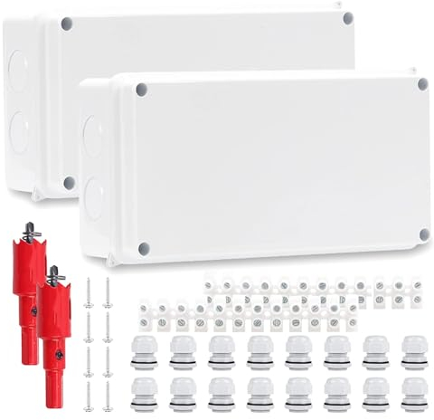 Boîte de Dérivation Étanche Exterieur,2 Pièces Boîte de Jonction Étanche IP65 20*10*7cm,Boite de Derivation Electrique,Boîte de Connexion Electrique Exterieur pour Sol Humides Projets de Bricolage