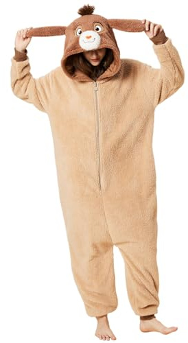 Focupaja Unisex Ziege Pyjamas Erwachsene Tier Jumpsuits Einteilig Gemütlich Karneval Party Cosplay Kostüm Damen Herren