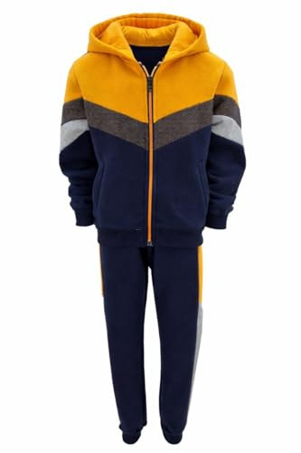 Fashion Boy Warmer Jogginganzug Freizeitanzug Kinder Hausanzug in Blau/Gelb, Gr. 110-116, JF901.6