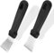 JEYORZY Lot de 2 Grattoir Multi-cuisine, grattoirs de nettoyage pour fours cuisinières à induction en acier inoxydable avec poignée en plastique, version droite + version courbée