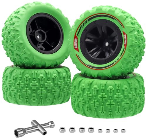 GOUPRC 12mm Hex RC Reifen Tires Set, 3.26 * 1.67 Inches 4PCS Sumpfkralle Schlamm Terrain Reifen Zubehör für 1/14 1/16 RC Car Crawler Buggy Truck