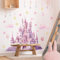 Fufuquare Cartoon Rosa Märchen Schloss Wandtattoo Wolke und Stern Vinyl Wandaufkleber für Kinderzimmer und Mädchen Schlafzimmer