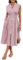 Women's Summer Casual Dress with V-Neck Cap Sleeves Front Zipper Flowing Midi Dress with Pockets Gray Pink M
