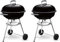 Weber Compact Kettle BBQ a carbone, sup. cottura Ø 57 cm, barbecue con coperchio e caldaia smaltati in porcellana, supporto a tre gambe e ruote, sup. cottura cromata - Nero (1321004) (Confezione da 2)