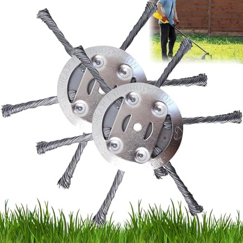 Cabezal universal para desbrozadora de alambre de acero de 6 pulgadas con adaptador, herramienta de repuesto para desbrozadora inalámbrica y de gasolina (2 piezas, 6 cuchillas)