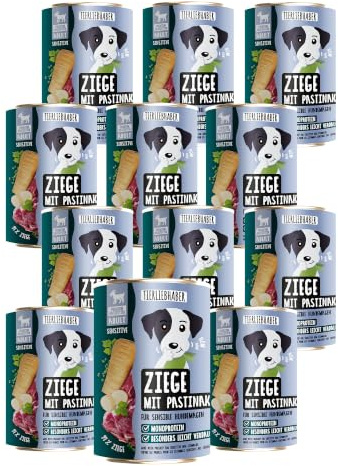 Hundefutter Nass 400g Ziege & Pastinake – Hunde Nassfutter 12x Wet Dog Food | Tierärztlich entwickeltes Hundenassfutter 400g Dosen mit 91% Fleischanteil – Dog Food leicht verdaulich von TIERLIEBHABER