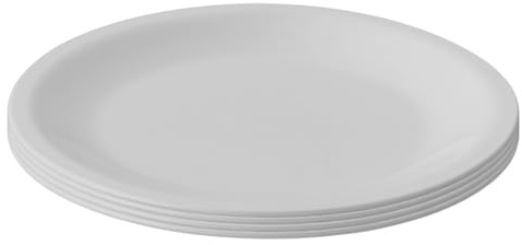 Engelland Lot de 4 assiettes en plastique, gris clair, Ø 23,5 cm, plates, incassables, réutilisables, réutilisables, passent au micro-ondes et au lave-vaisselle, sans BPA, camping, pique-nique, fête