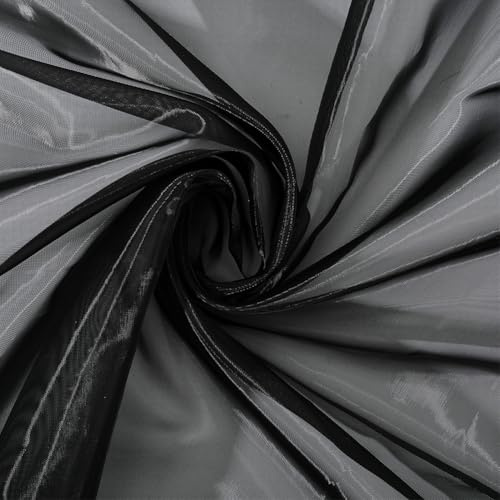 CABODYALS 1.53 m Schwarzer Durchsichtiger Organza Stoff Transparenter Seidenchiffon Gaze Stoff Meterware Atmungsaktiver Tüll Polyester Stoff Zum Nähen Herstellen von Heim Hochzeits Dekoration Kleidun