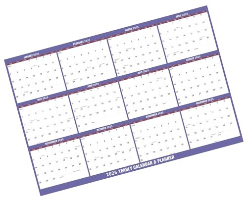Jahreskalender 2025, Familien-Organizer, Jahresplaner, löschbar, Jahreskalender von Januar bis Dez, wiederverwendbar