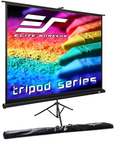 Elite Screens Tripod Series, 100-INCH 4:3, Adjustable Multi Aspect Ratio Portable Indoor Outdoor Projector Screen, 8K / 4K Ultra HD 3D Ready, US Based Company 2-YEAR WARRANTY, T100UWV1 - Black