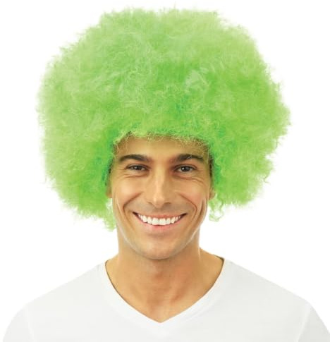 P'TIT Clown - 64464 - Afro-Perücke - Funky Wig - Disco-Look, 70er Jahre, Retro - Kostümzubehör - Karneval, Mottoparty, Halloween, Manga, Cosplay, Silvester - Synthetisches Haar - Grün